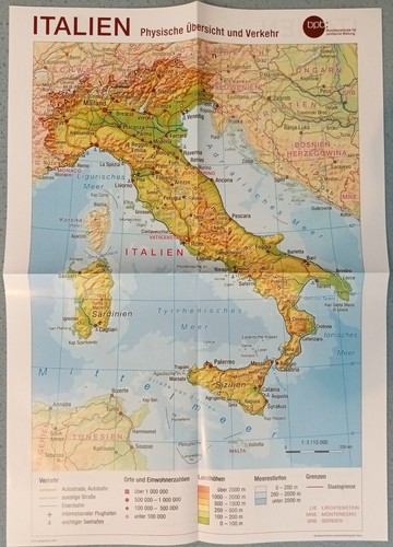 Italien poster karte - italien:, poster-karte